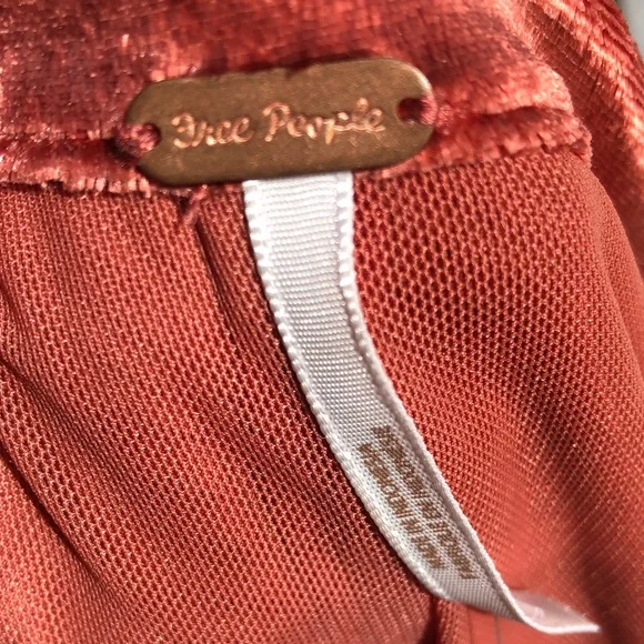 Free People Copper Rust Metallic Button Ruched Long Sleeve Dress - Picture 10 of 10